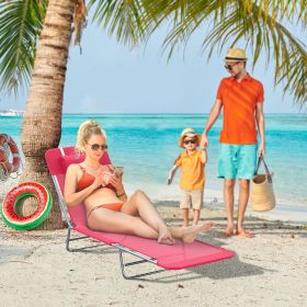 Folding Chaise Lounge Pool Chairs (Option: Pink-670x80x570 mm)