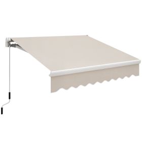 8' x 6.6' Patio Retractable Awning, Manual Exterior Sun Shade Deck Window Cover, Beige (Option: Beige-1360x280x190 mm)