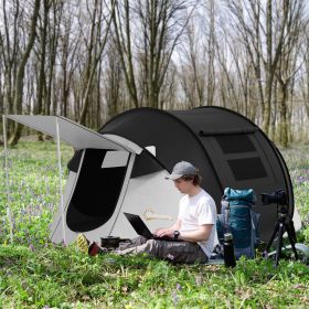 Pop Up Tent with Porch and Carry Bag (Option: Black-910x910x50 mm)