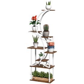 Plant Stand Indoor, 8 Tier 62" S-Shaped Plant Shelf, Corner Plant Rack for Multiple Plants, Carbonised Finish (Option: Carbonized-840x565x205 mm)