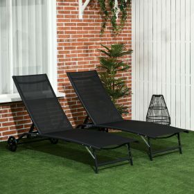 Chaise Lounge Outdoor (Option: Black-1200x230x660 mm)