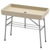 Outsunny 3.4ft Folding Ice Cooler Table with Drain, Fill and Chill Table Outdoor Table Cooler with Storage Shelf