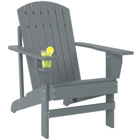 Oversized Adirondack Chair, Outdoor Fire Pit and Porch Seating, Classic Log Lounge w/ Built-in Cupholder, Dark Gray (Option: Dark Grey-1030x570x150 mm)