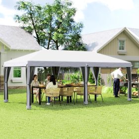x20' Pop Up Party Tent Gazebo Wedding Canopy with 6 Sidewalls (Option: Cream White-370x250x1200 mm)