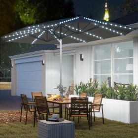 Double-Sided Outdoor Umbrella with Solar Lights (Option: Dark Gray-1640x455x165 mm)