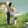 Outsunny 3.4ft Folding Ice Cooler Table with Drain, Fill and Chill Table Outdoor Table Cooler with Storage Shelf