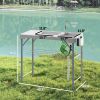 Outsunny Folding Fish Cleaning Table with Sinks, Portable Camping Sink Table with Faucet, Drainage Hose, Sprayer, Shelf, Drawer and Storage Basket