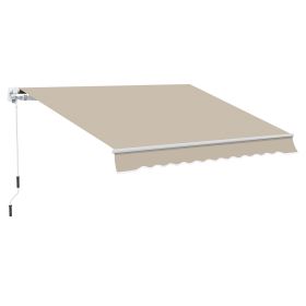 13' x 8' Retractable Awning, Patio Awnings, Sunshade Shelter w/ Manual Crank Handle, UV & Water-Resistant Fabric and Aluminum Frame for Deck, Ba (Option: Beige-1595x260x200 mm)
