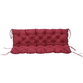 59" x 38" Tufted Bench Cushion for Outdoor Furniture, 3-Seater Replacement for Swing Chair, Patio Sofa/Couch, Wine Red (Option: Wine Red-355x260x550 mm)