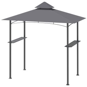 8' x 5' Grill Gazebo with Double Roof, Outdoor BBQ Canopy Gazebo with 2 Side Shelves for Patio Yard Garden Gray (Option: Gray-2050x320x150 mm)