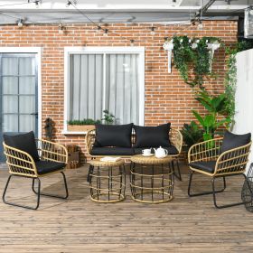 Patio Furniture Set (Option: Black-580x580x540 mm)